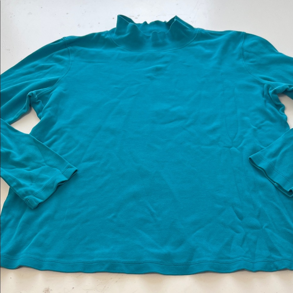 St Johns Bay Medium Blue Long Sleeve Turtle Neck Basic T Shirt